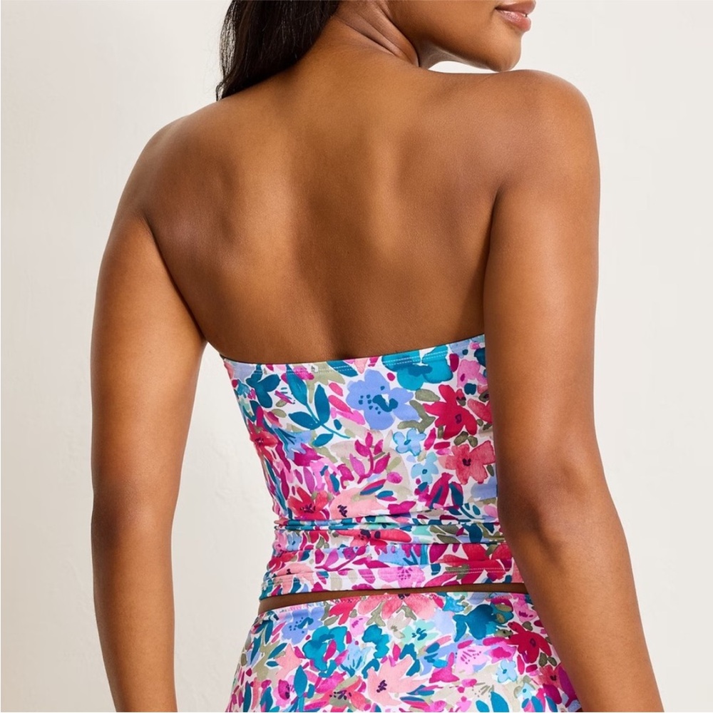 Tommy Bahama Watercolor Floral Bandeau Tankini Top - Picture 3 of 10